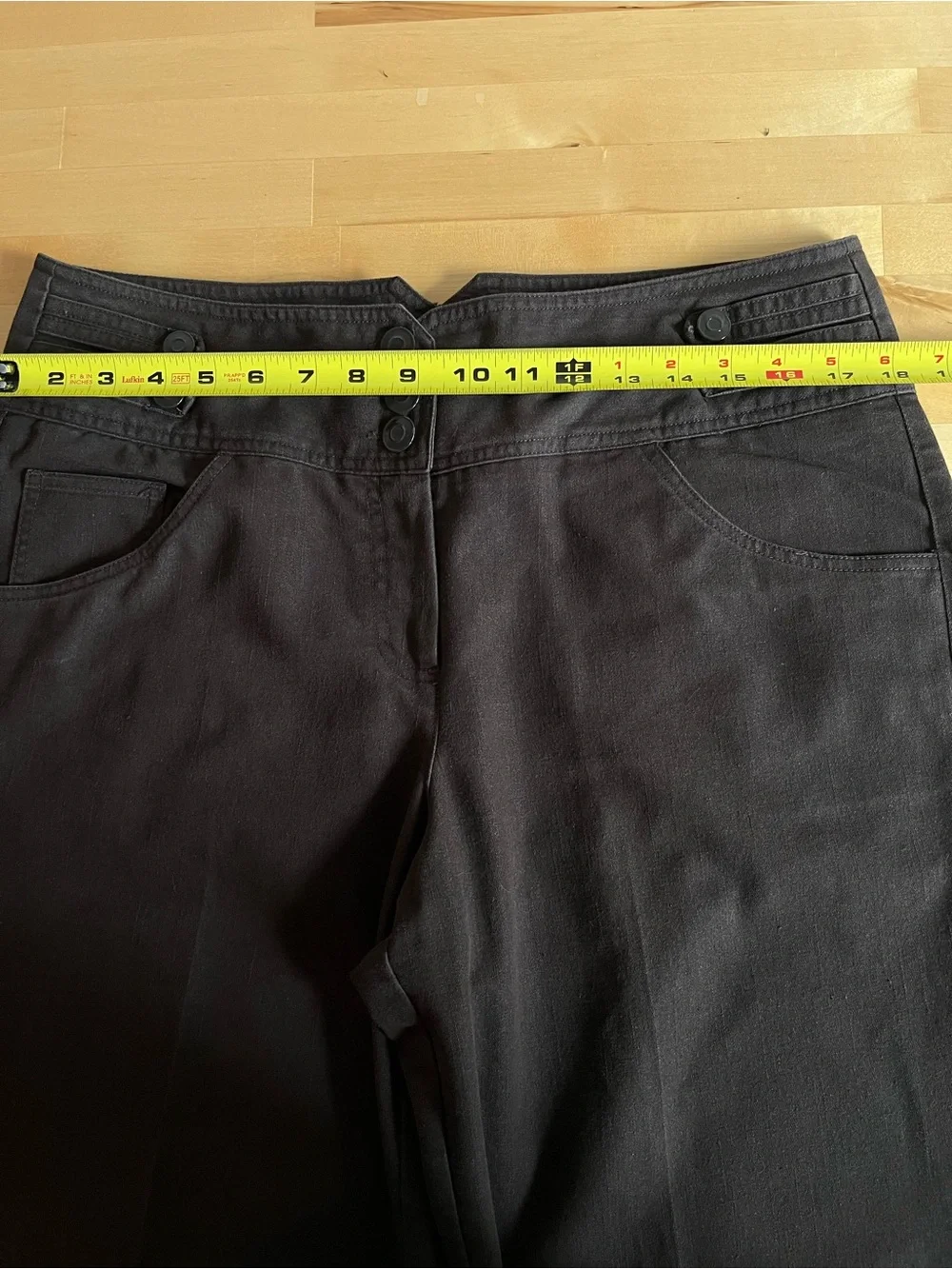 VTG Y2K Brown Flared Stretch Trouser Wide Waistband Side Button Tab Bootcut
